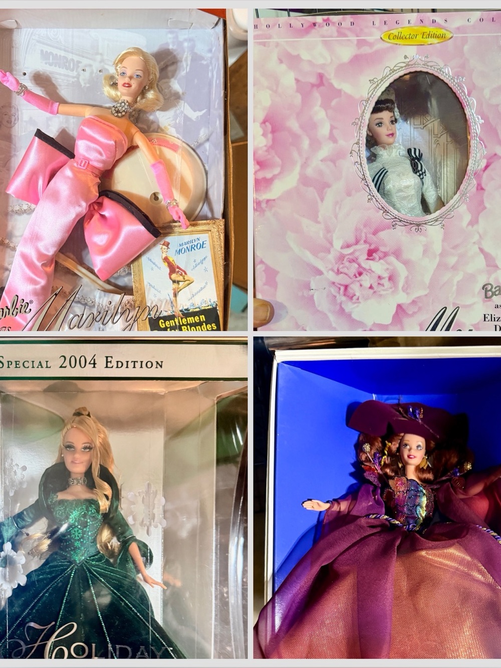 4 Mattel Limited Edition Barbie Collector Dolls including Marilyn Monroe Barbie